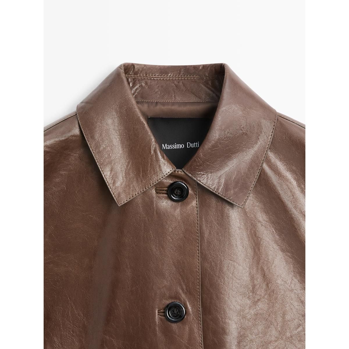 마시모두띠(MASSIMO DUTTI) 크롭 나파 레더 재킷