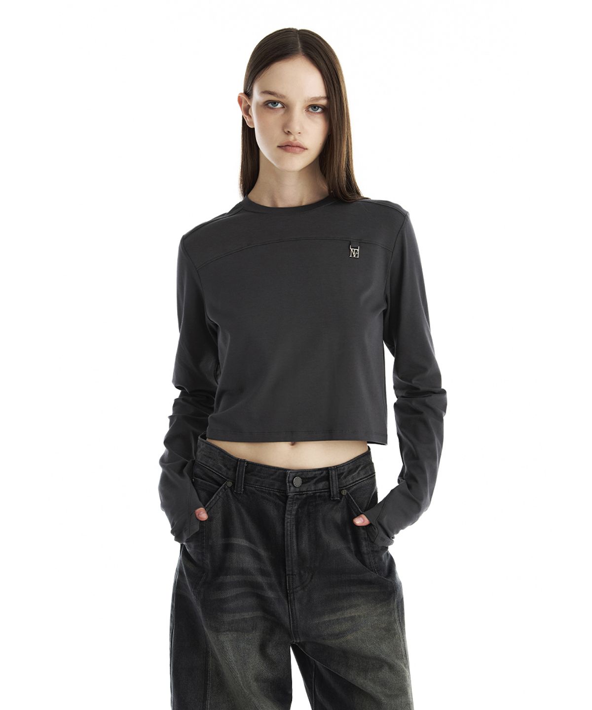 트리밍버드(TREEMINGBIRD) Metal Cut Point Long Sleeve [ Charcoal ]