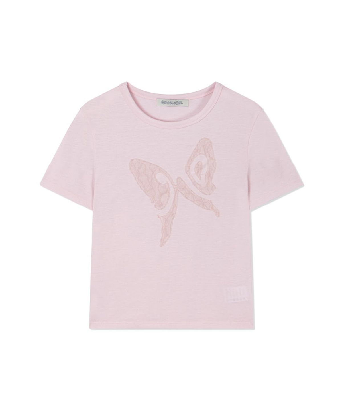구월십일(GUWOLSIBIL) LACE PATCH SHORT-SLEEVED TOP PINK