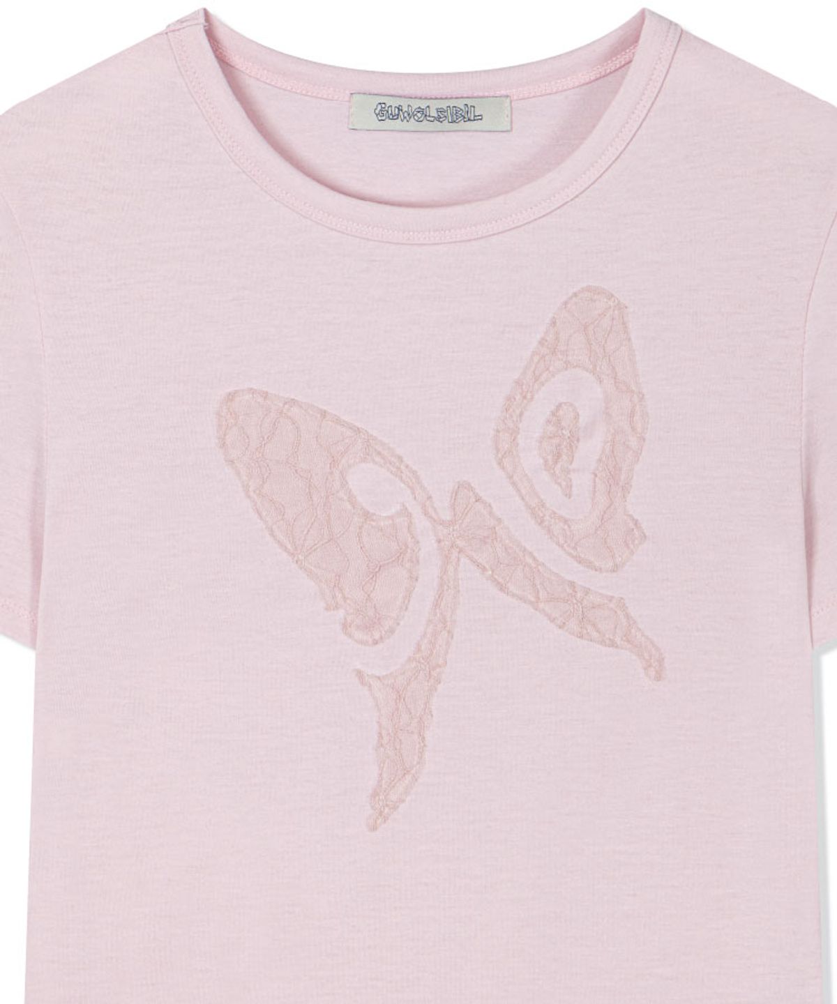 구월십일(GUWOLSIBIL) LACE PATCH SHORT-SLEEVED TOP PINK