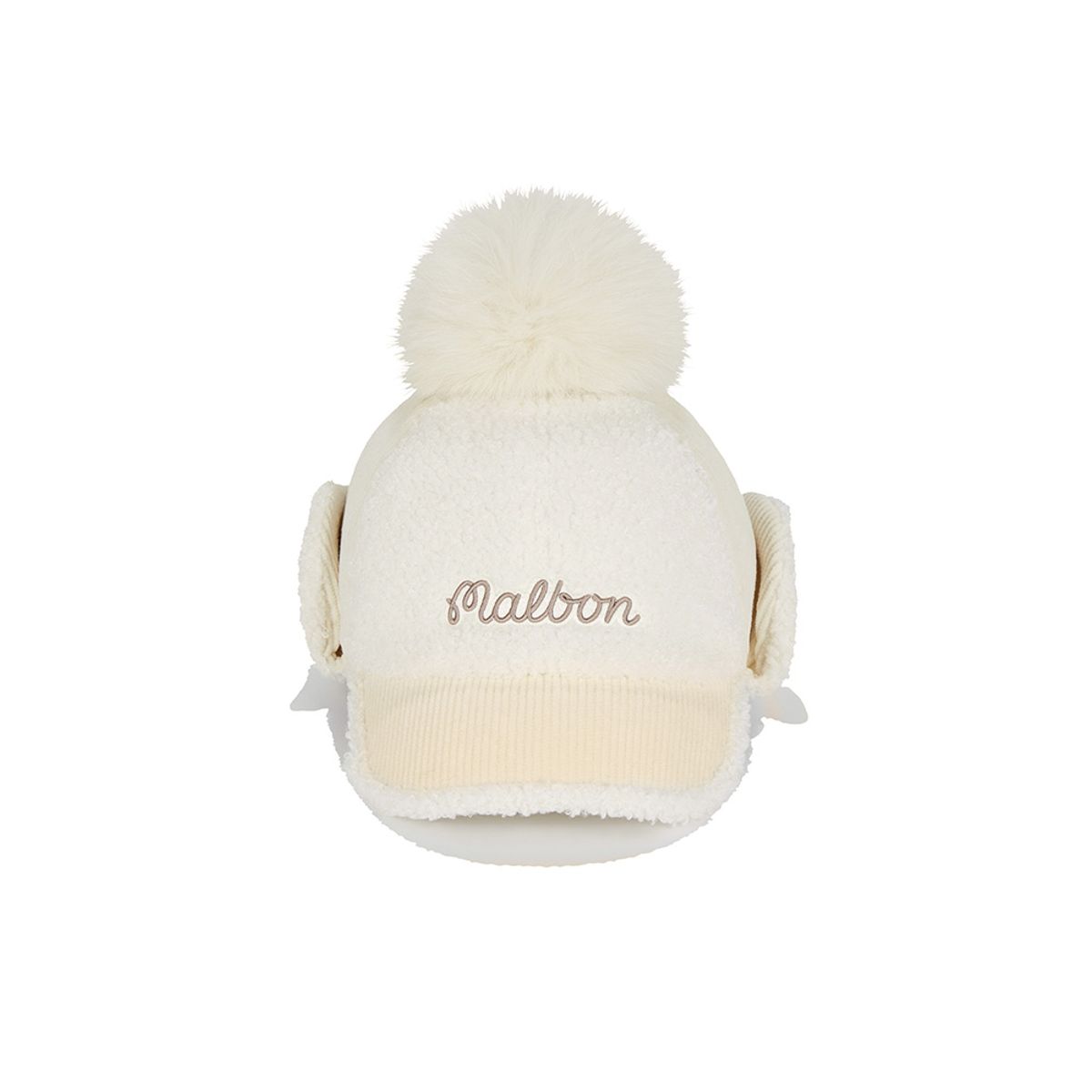 말본 골프(MALBON GOLF) 리얼 퍼방울 코듀로이 귀달이 캡 CREAM (WOMAN)
