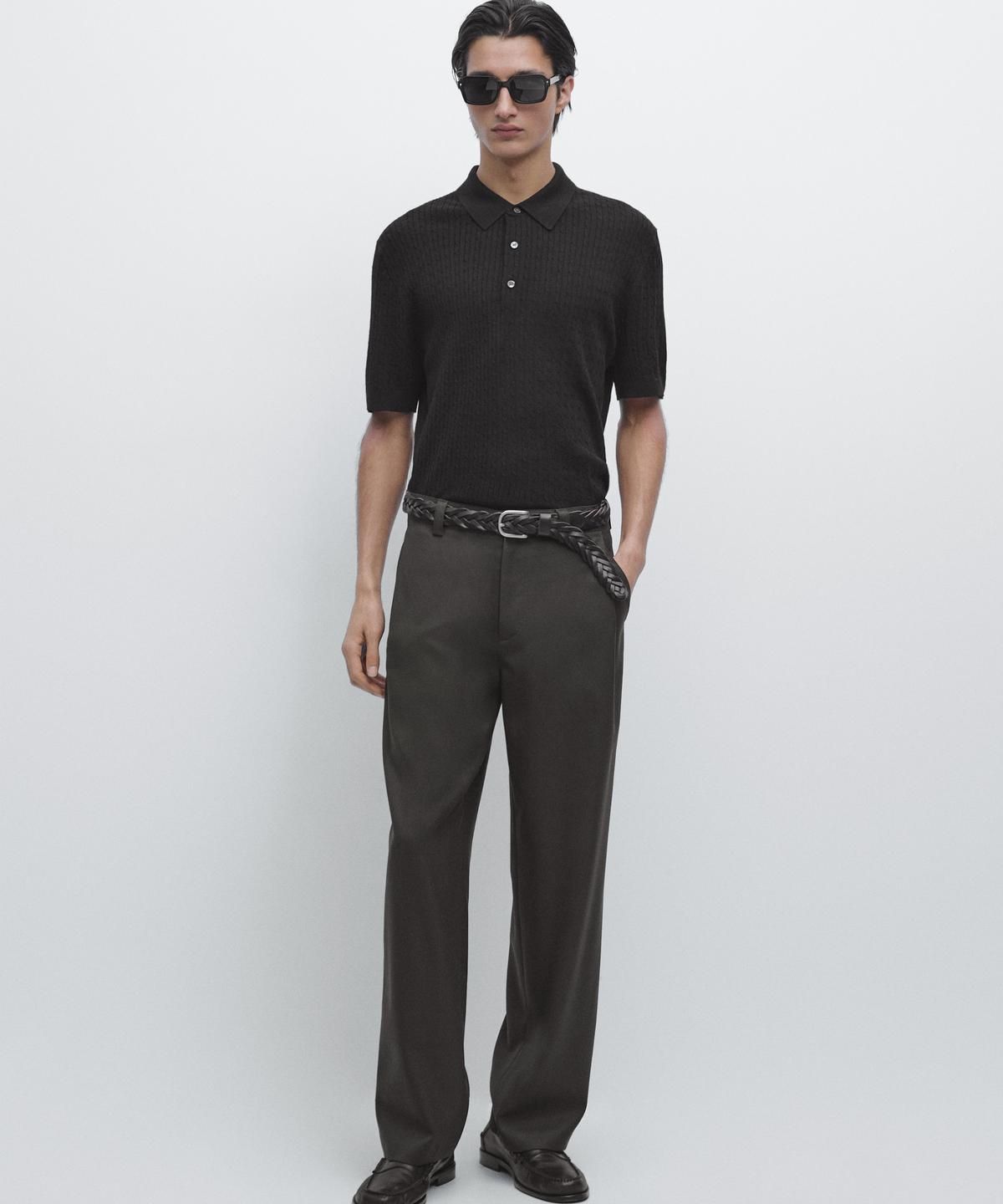 마시모두띠(MASSIMO DUTTI) 메리노 울 니트 폴로 스웨터