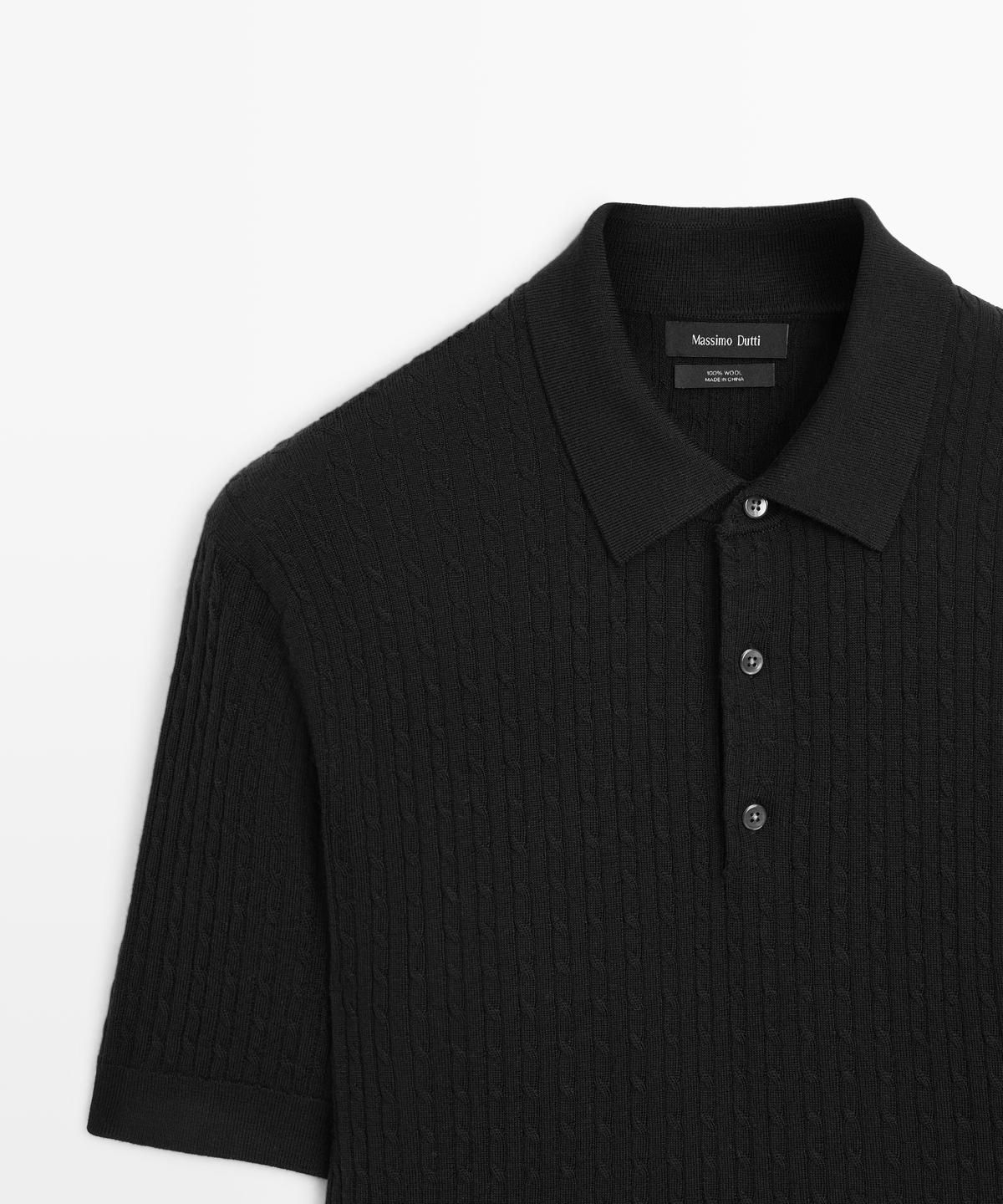 마시모두띠(MASSIMO DUTTI) 메리노 울 니트 폴로 스웨터