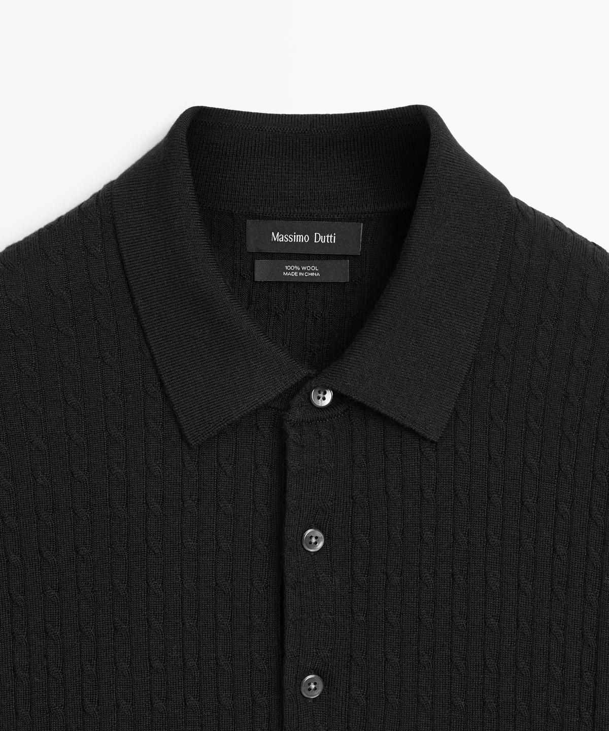 마시모두띠(MASSIMO DUTTI) 메리노 울 니트 폴로 스웨터