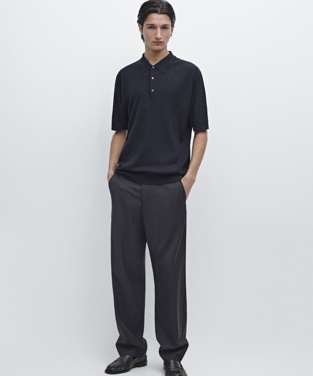 마시모두띠(MASSIMO DUTTI) 메리노 울 니트 폴로 스웨터