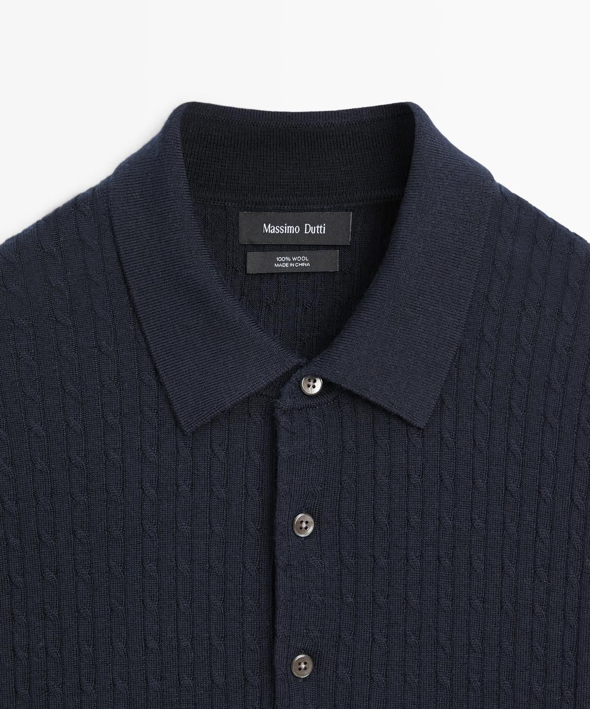 마시모두띠(MASSIMO DUTTI) 메리노 울 니트 폴로 스웨터