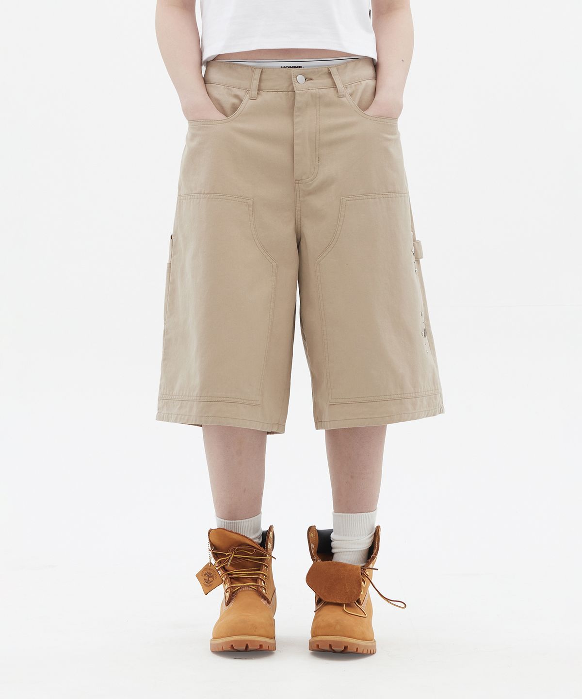 도미넌트(DOMINANT) Stud Carpenter bermuda pants_Beige