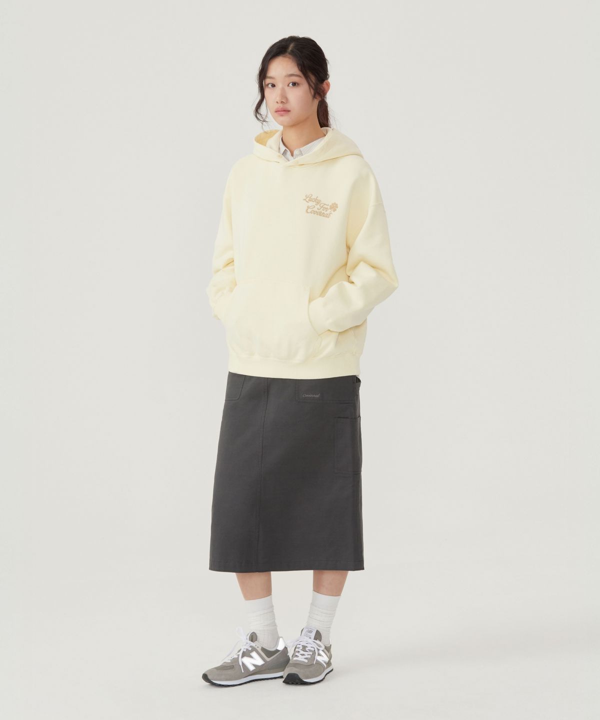 커버낫 우먼(COVERNAT WOMAN) 우먼 오버핏 피그먼트 후디 차콜