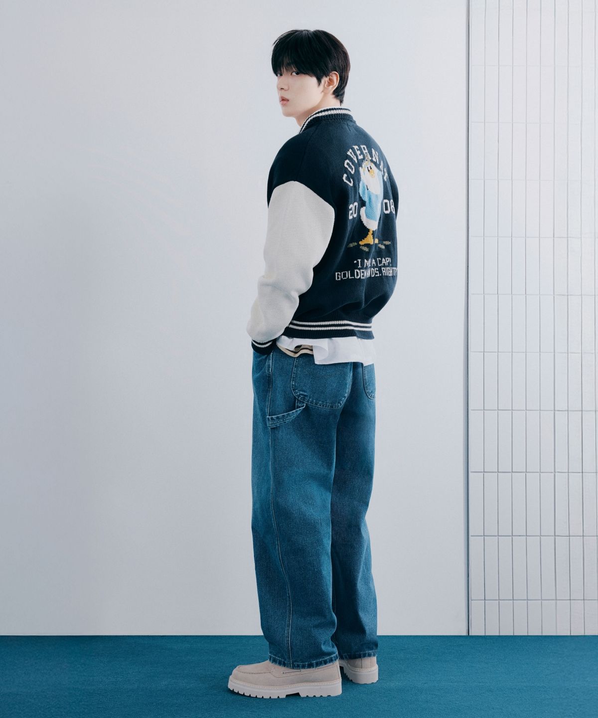 커버낫(COVERNAT) 링사 세미와이드 워크 데님 팬츠 그레이