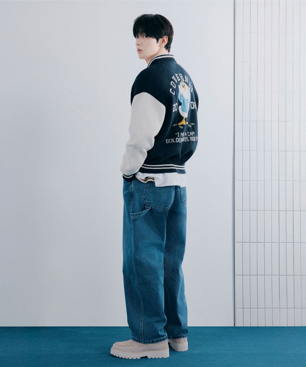 커버낫(COVERNAT) 링사 세미와이드 워크 데님 팬츠 블랙