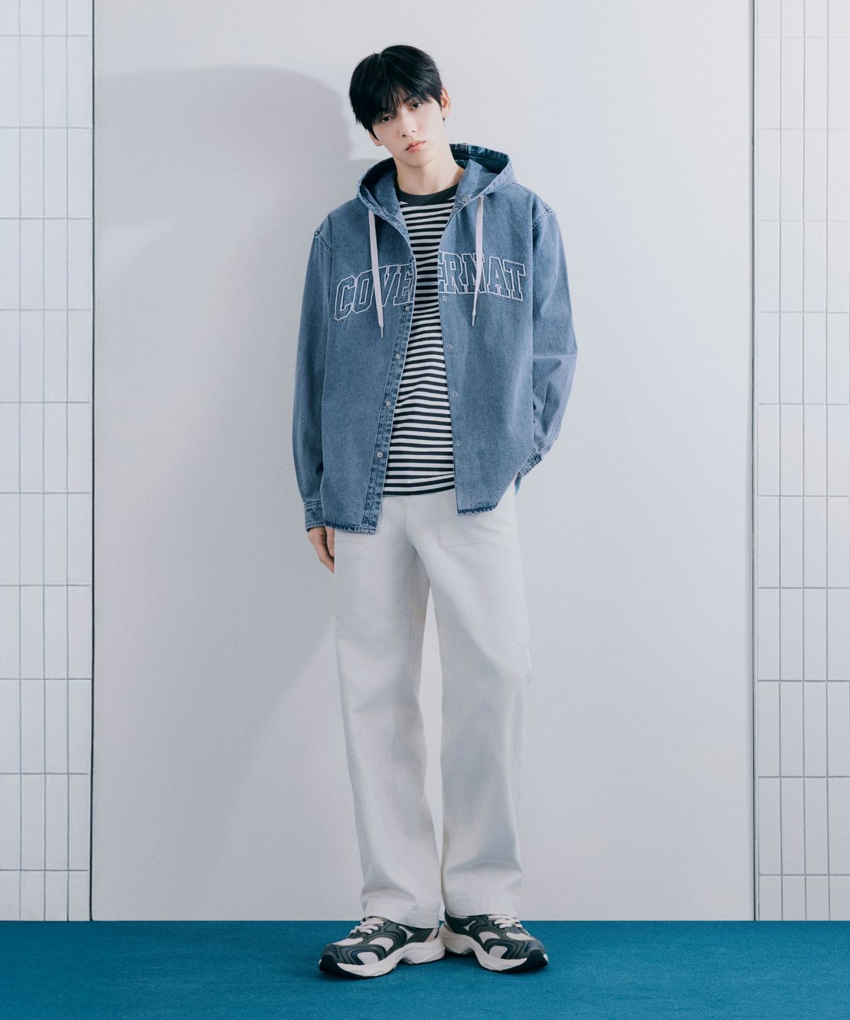 커버낫(COVERNAT) 와이드 백사틴 퍼티그 팬츠 아이보리
