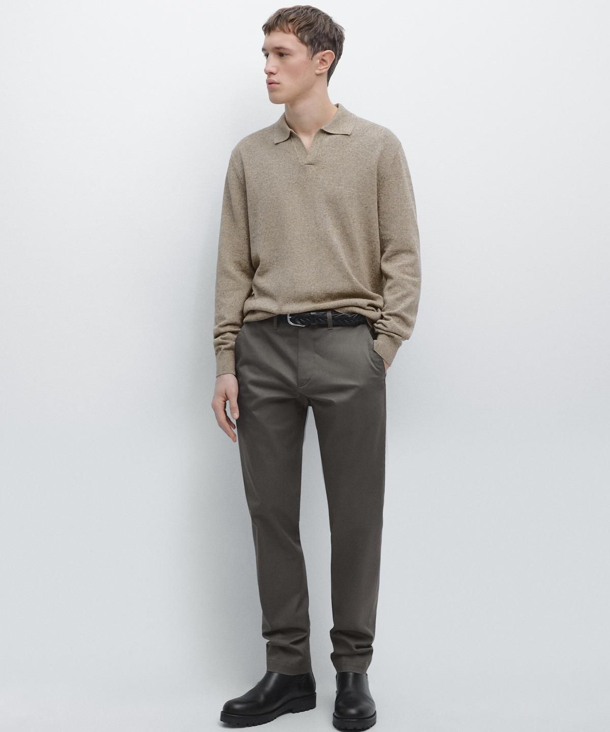 마시모두띠(MASSIMO DUTTI) 코튼 블렌드 슬림핏 팬츠