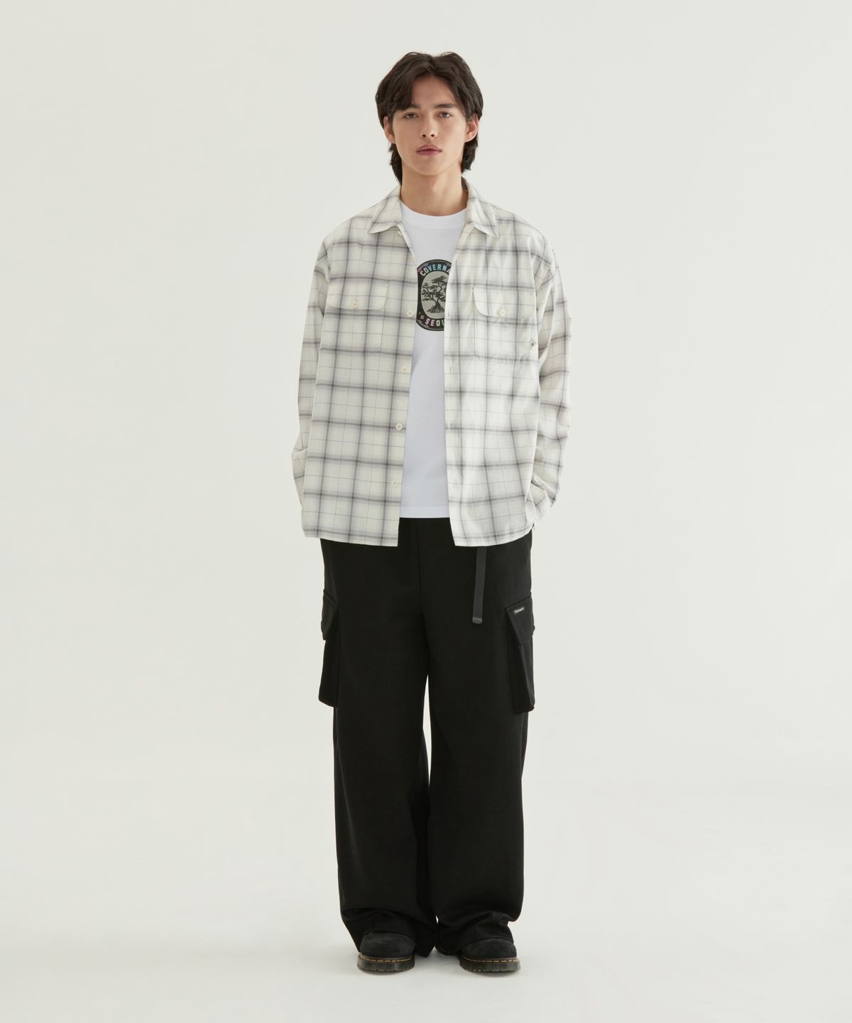 커버낫(COVERNAT) 옴브레 체크 셔츠 아이보리