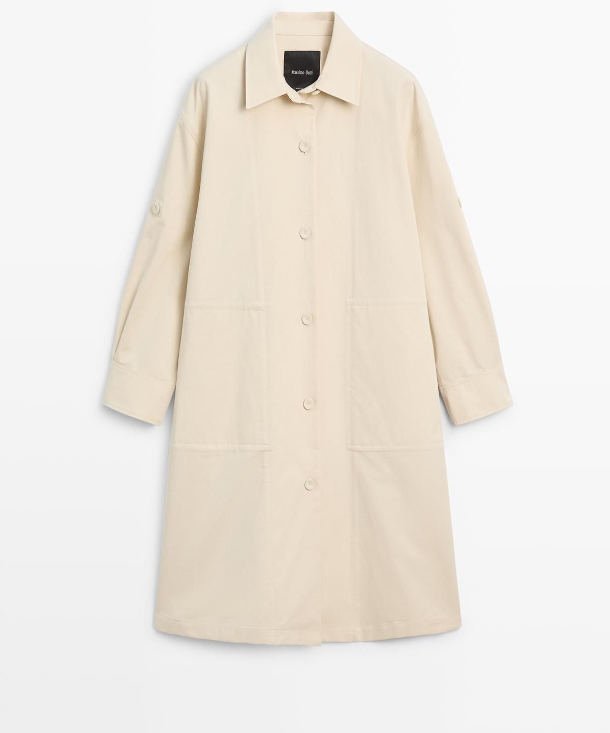 마시모두띠(MASSIMO DUTTI) 롤업 슬리브 코튼 트렌치코트