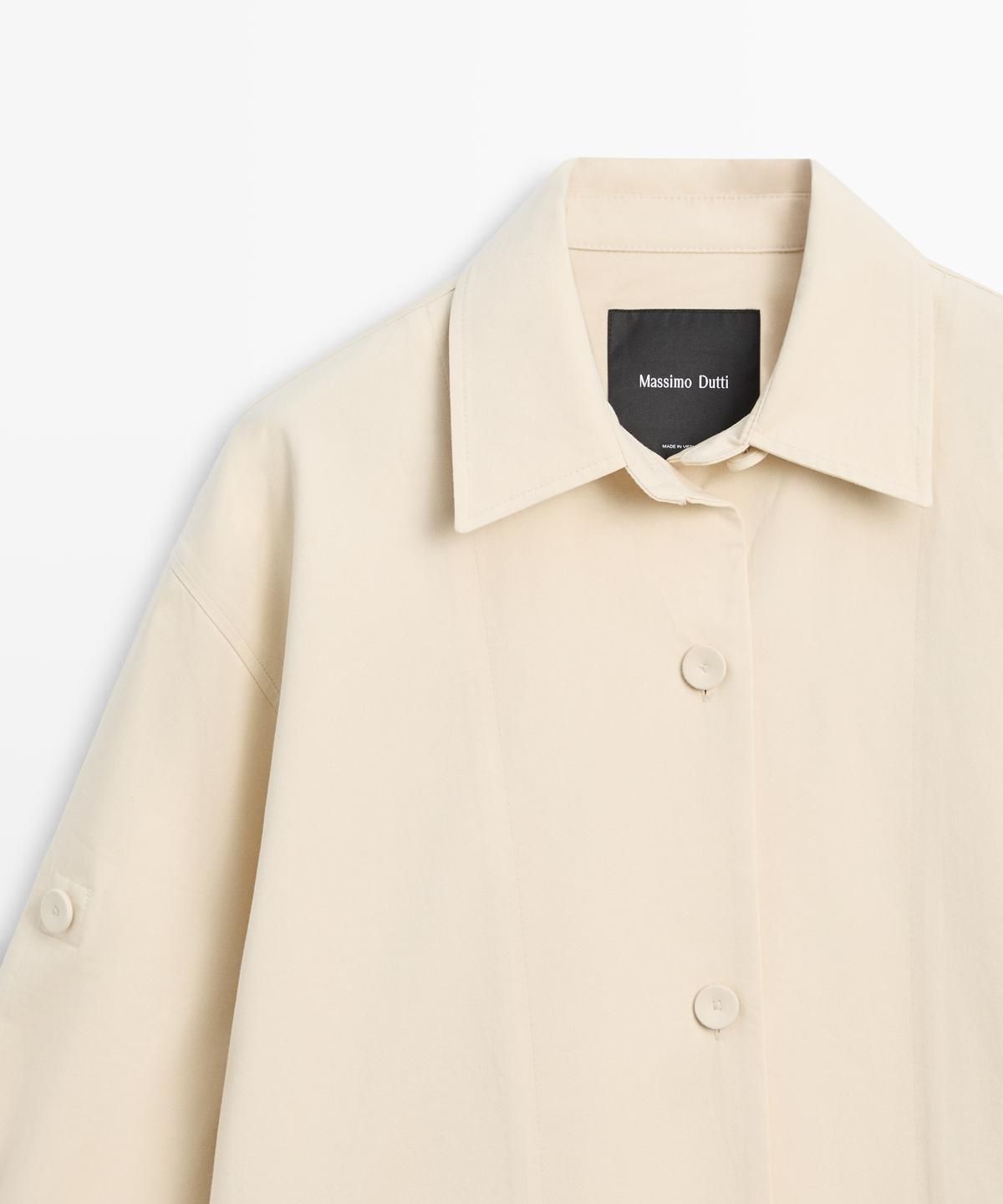 마시모두띠(MASSIMO DUTTI) 롤업 슬리브 코튼 트렌치코트