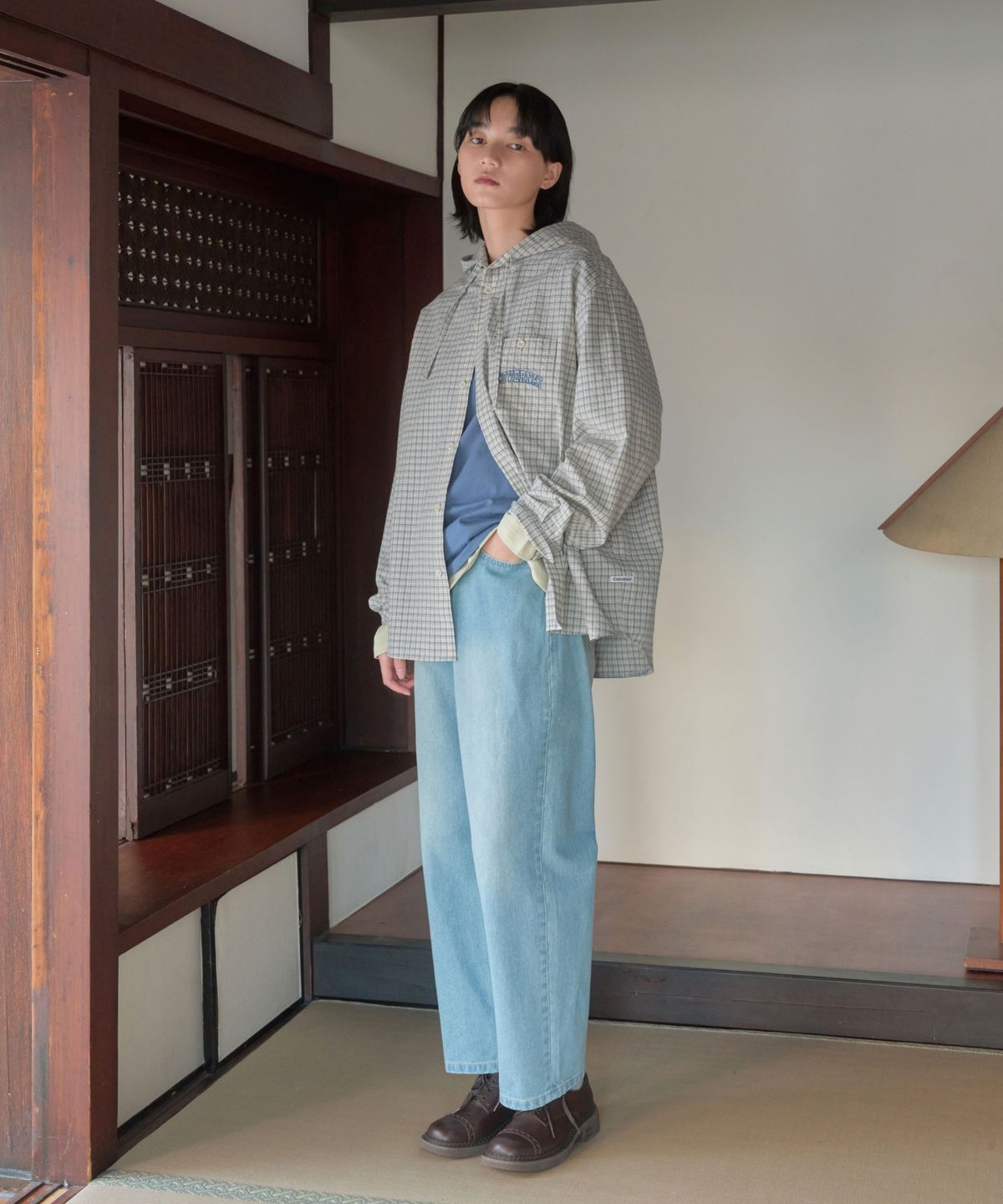 커버낫(COVERNAT) 스몰 C 로고 티셔츠 더스티 블루