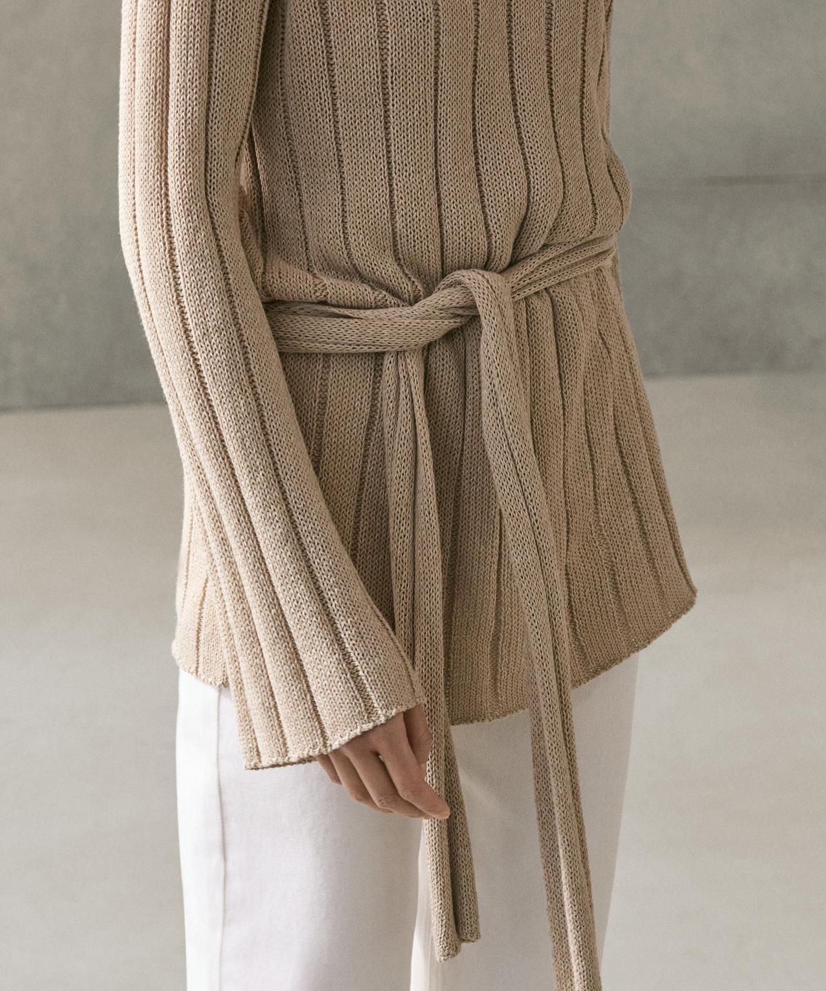 마시모두띠(MASSIMO DUTTI) 코튼 블렌드 보트넥 니트 스웨터
