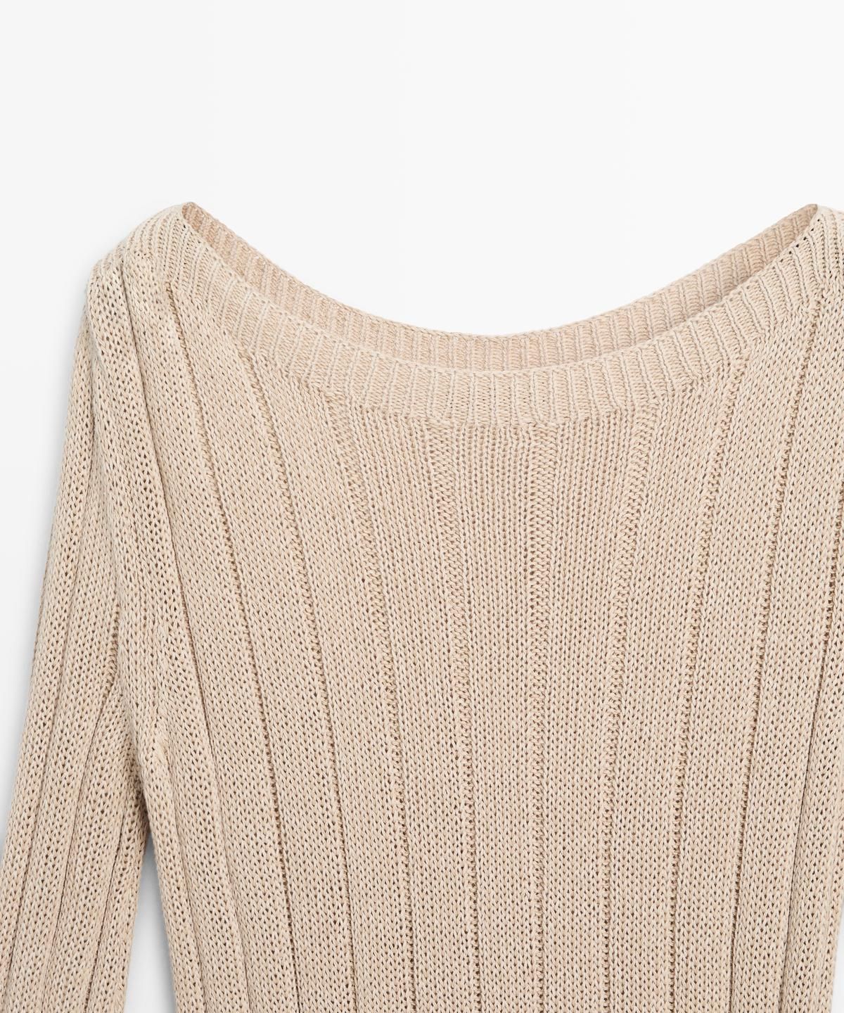 마시모두띠(MASSIMO DUTTI) 코튼 블렌드 보트넥 니트 스웨터
