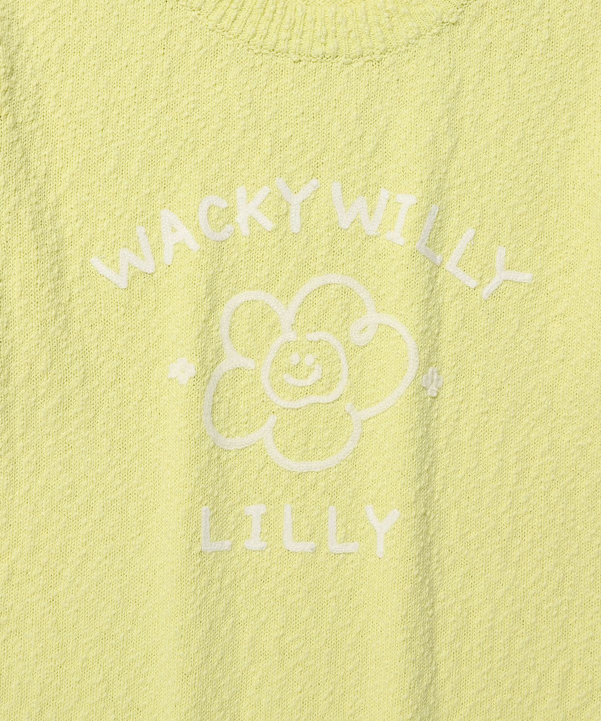 와키윌리(WACKY WILLY) 우먼스 빅릴리 그래픽 반팔 니트 그린