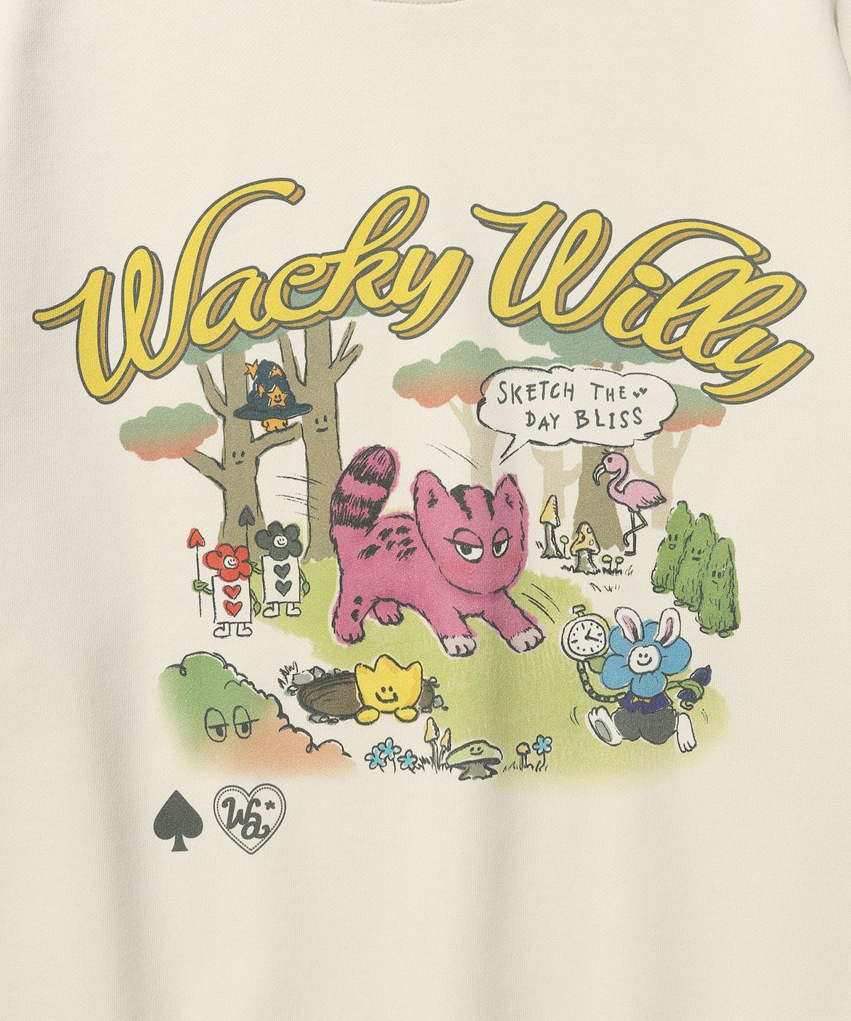 와키윌리(WACKY WILLY) 우먼스 그래픽 레귤러핏 맨투맨 크림
