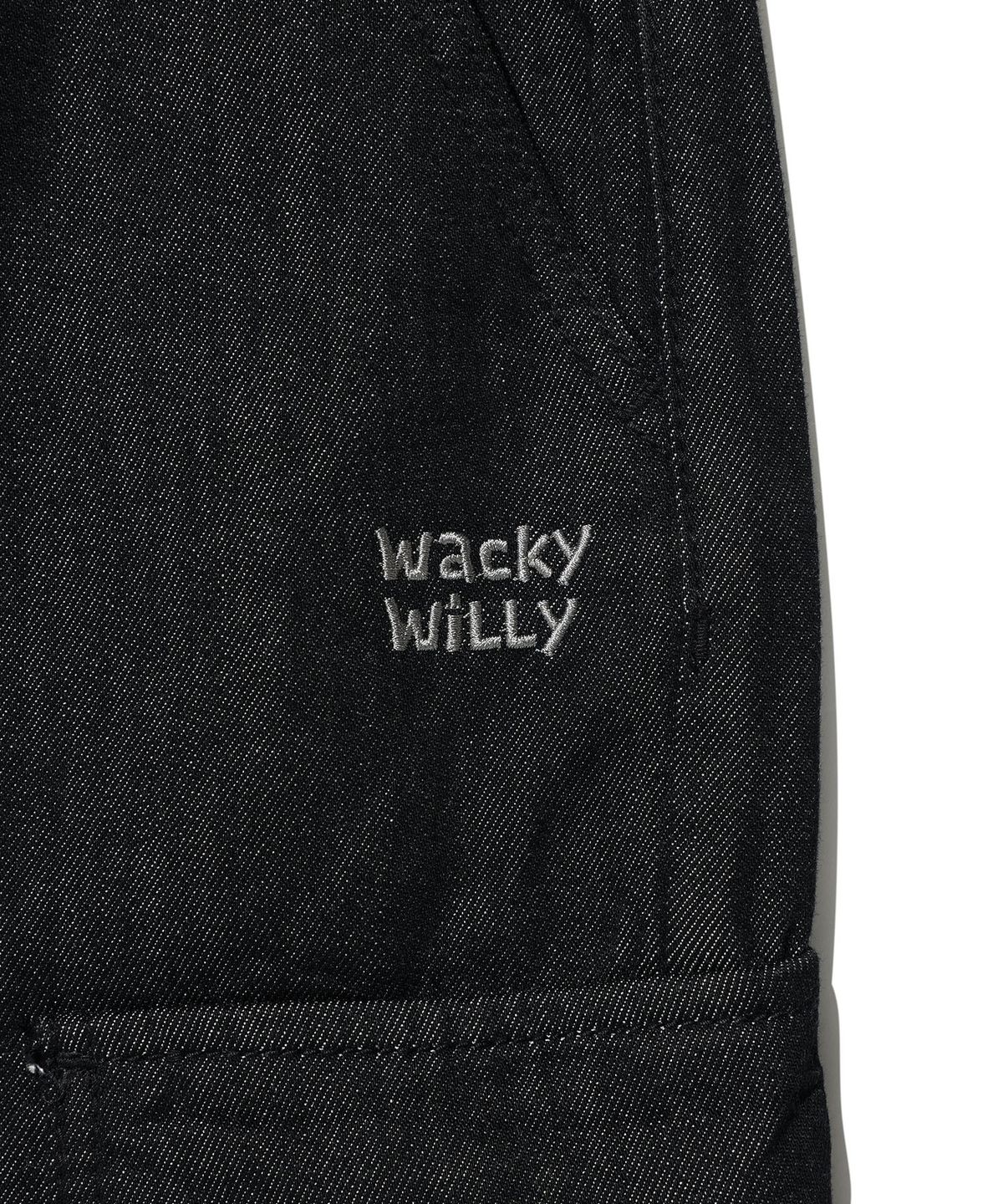 와키윌리(WACKY WILLY) 와이드 밴딩 카고 데님 팬츠 블랙