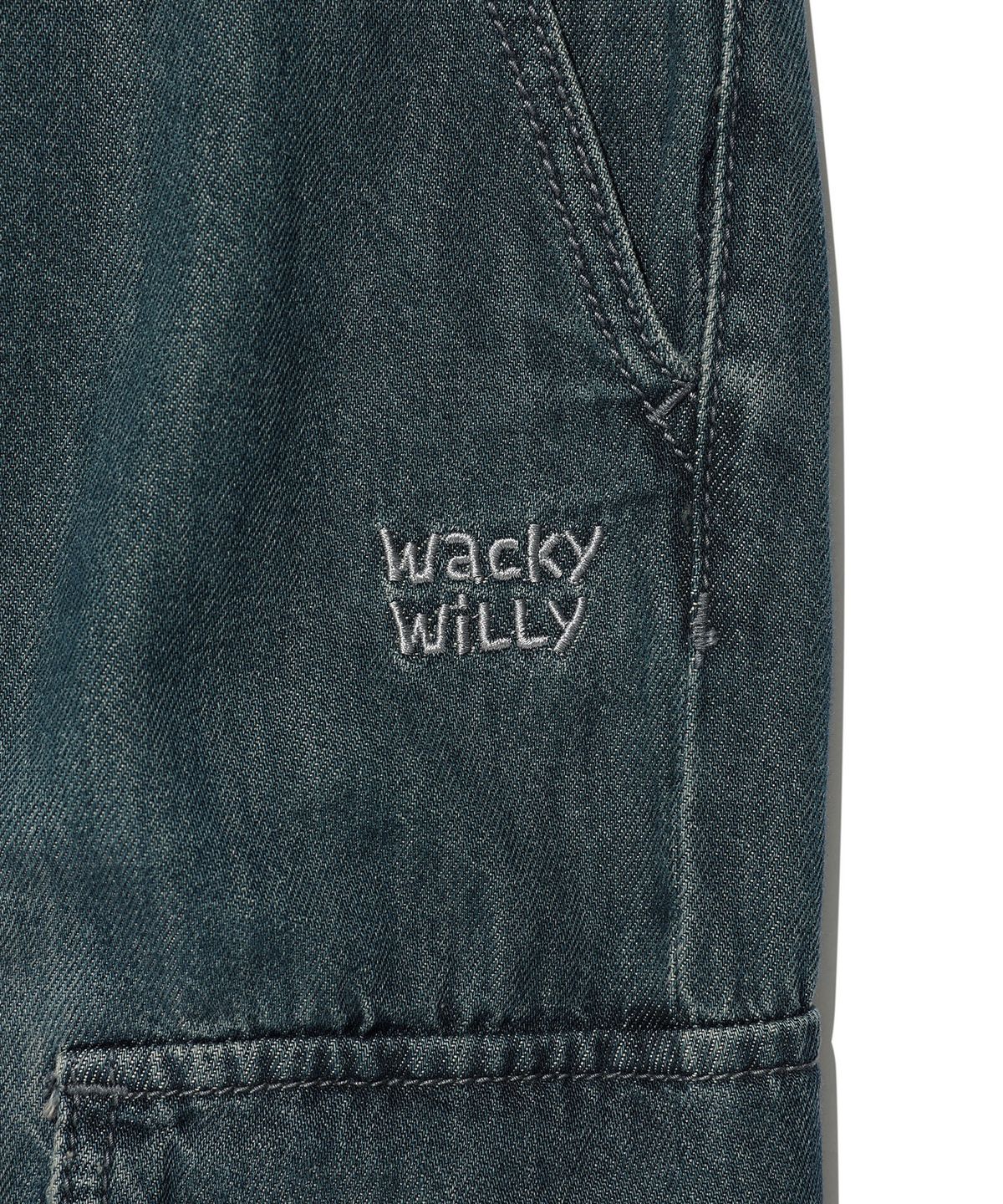 와키윌리(WACKY WILLY) 와이드 밴딩 카고 데님 팬츠 블루