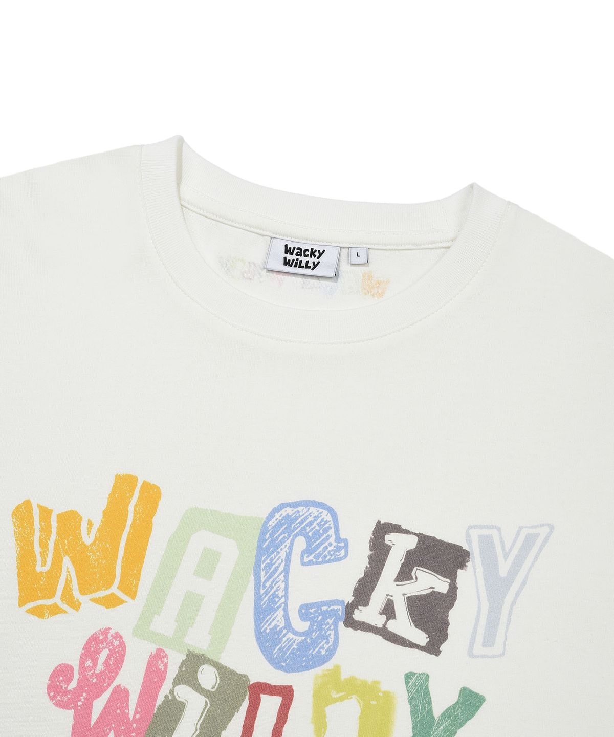 와키윌리(WACKY WILLY) 타이포 그래픽 롱슬리브 화이트