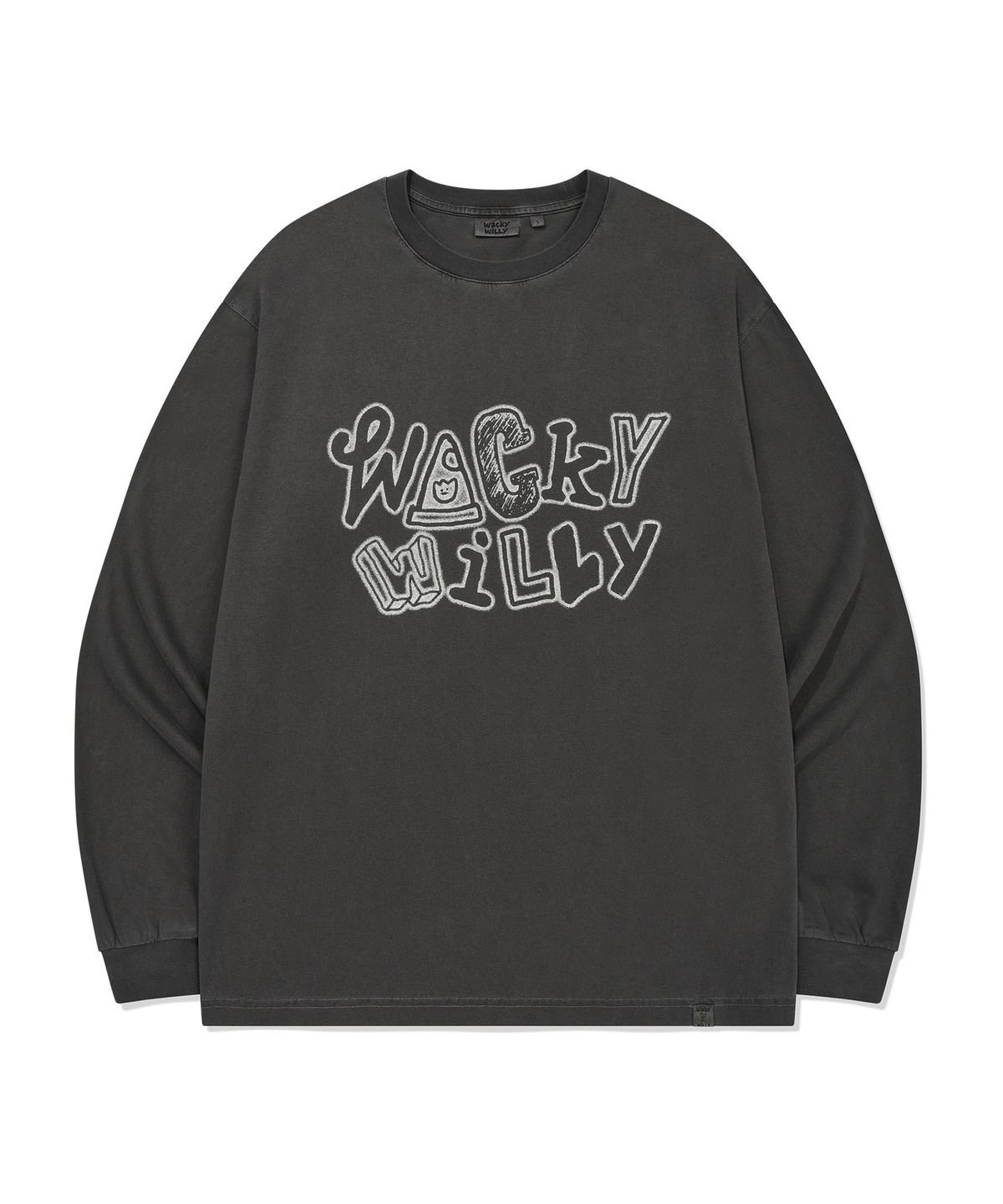 와키윌리(WACKY WILLY) 피그먼트 워싱 롱슬리브 차콜