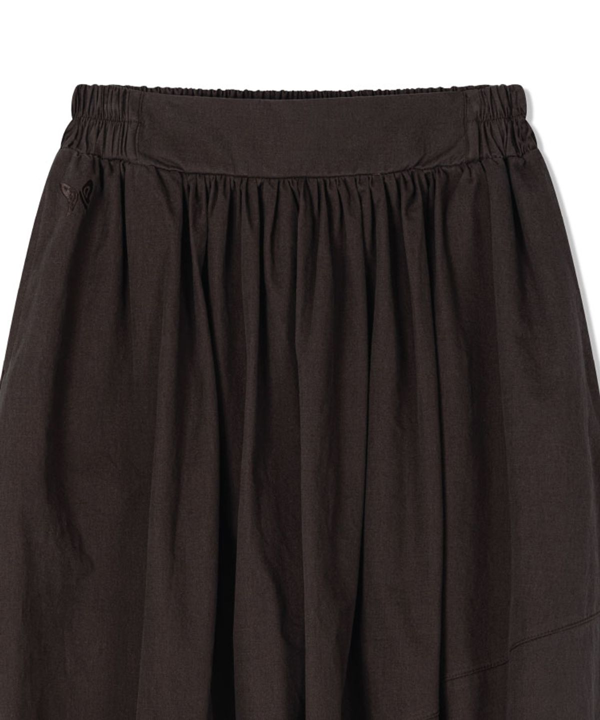 구월십일(GUWOLSIBIL) COTTON BANDING PUMP SKIRT DARK BROWN