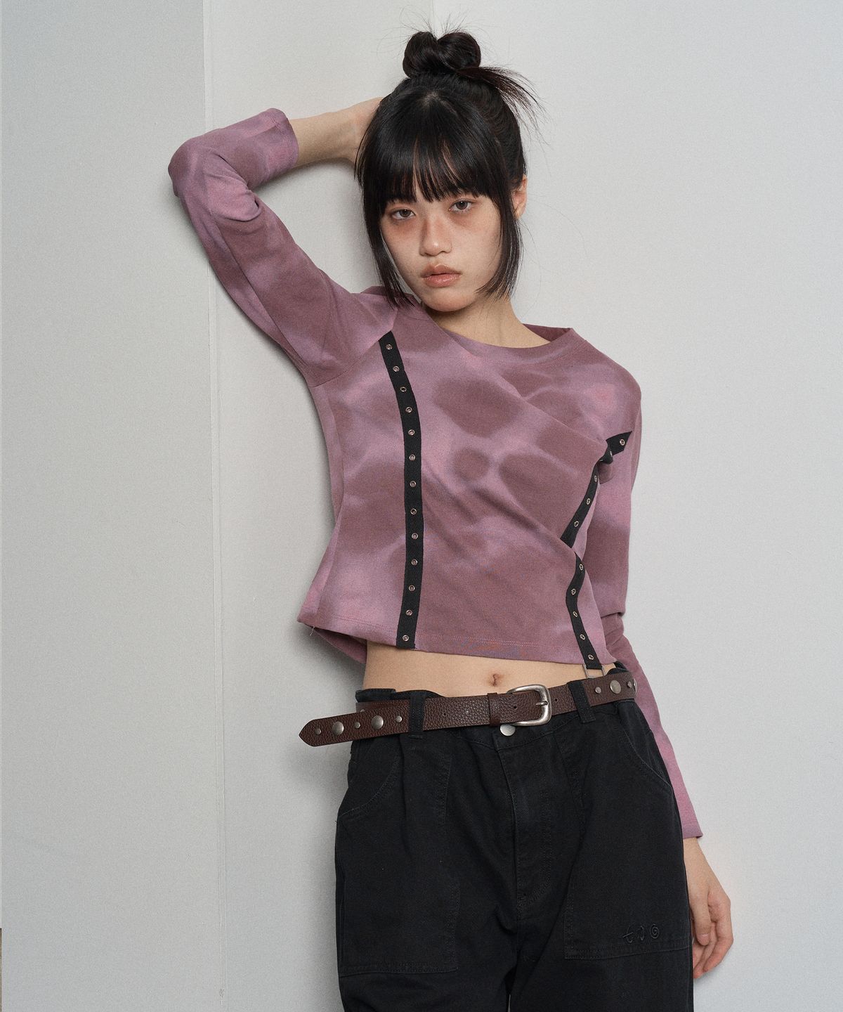 스웨이글로우(SWAYGLOW) 빈티지 다잉 아일렛 티셔츠 Grayish Purple