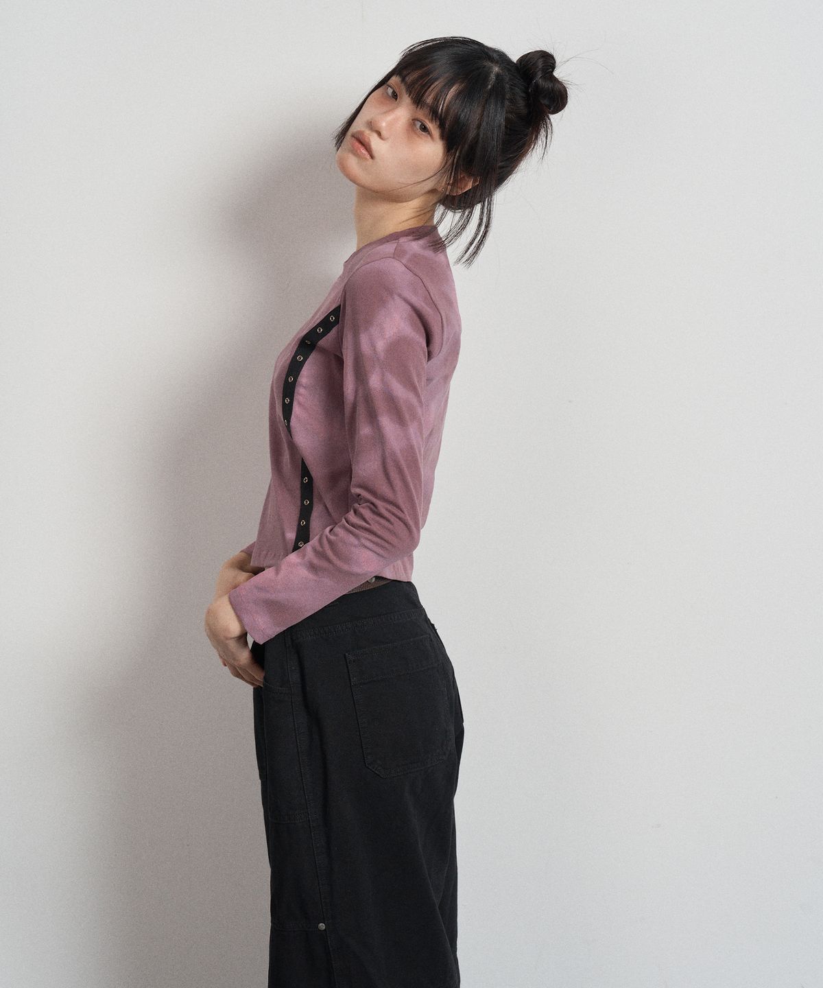스웨이글로우(SWAYGLOW) 빈티지 다잉 아일렛 티셔츠 Grayish Purple