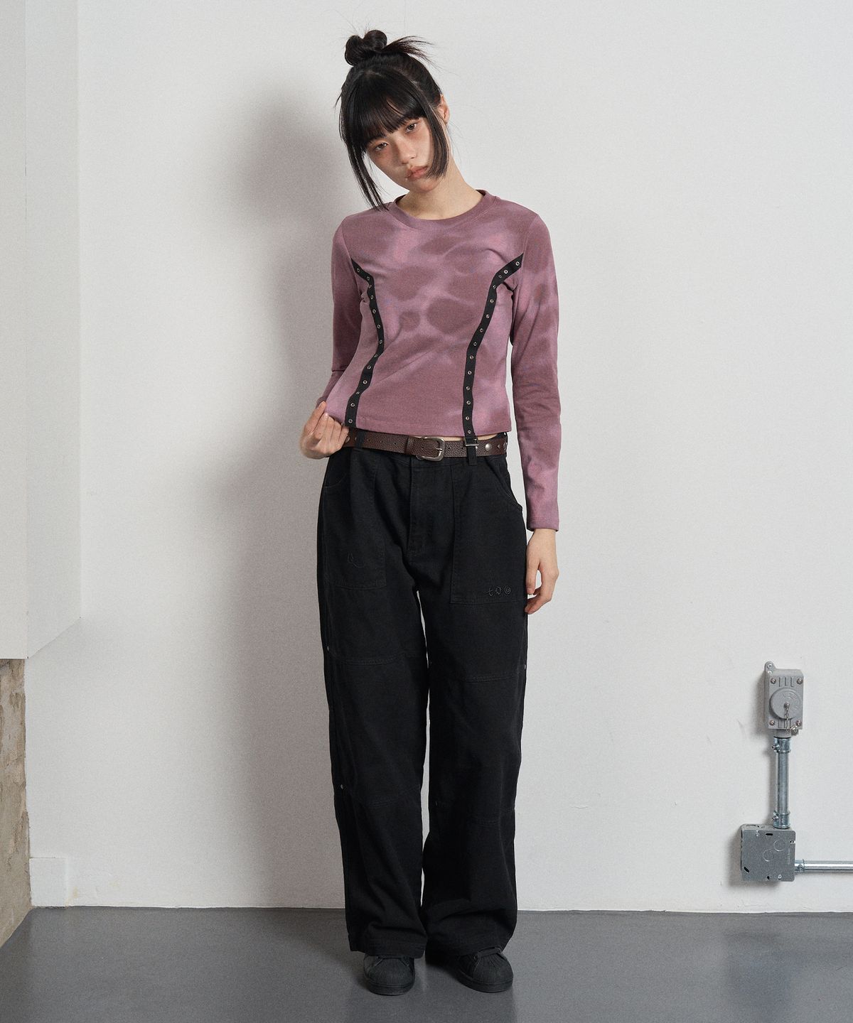 스웨이글로우(SWAYGLOW) 빈티지 다잉 아일렛 티셔츠 Grayish Purple