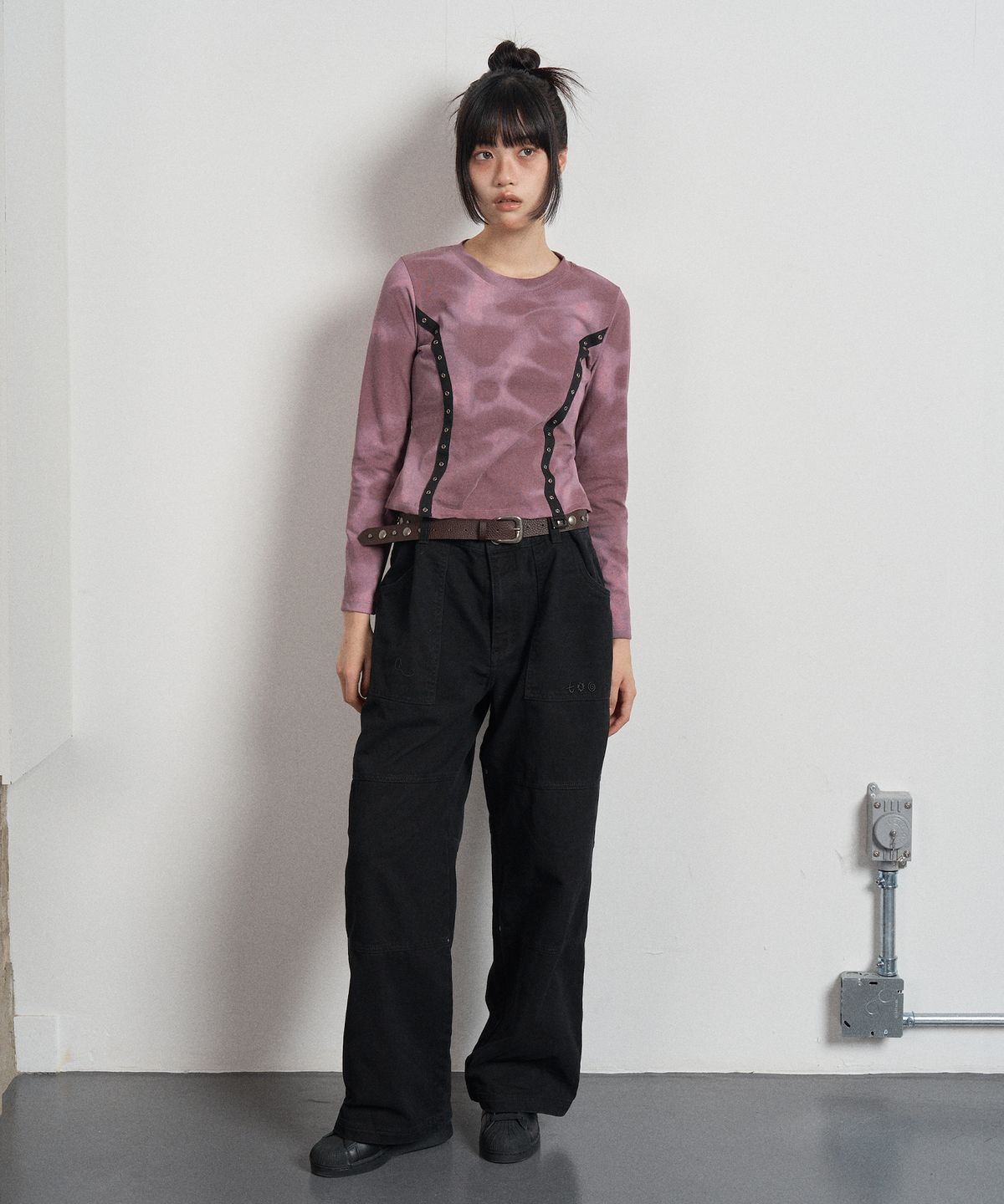 스웨이글로우(SWAYGLOW) 빈티지 다잉 아일렛 티셔츠 Grayish Purple