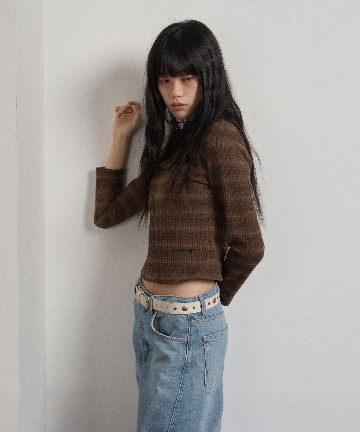 스웨이글로우(SWAYGLOW) 옴브레 가디건 Brown