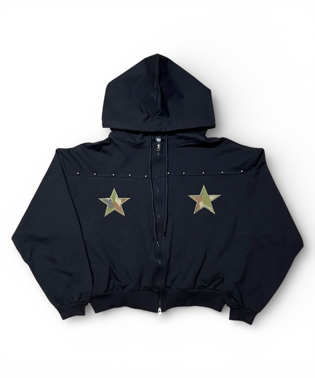 본슬리피(BORN SLIPPY) Camo Star Essential Zip Hoodie (Black)
