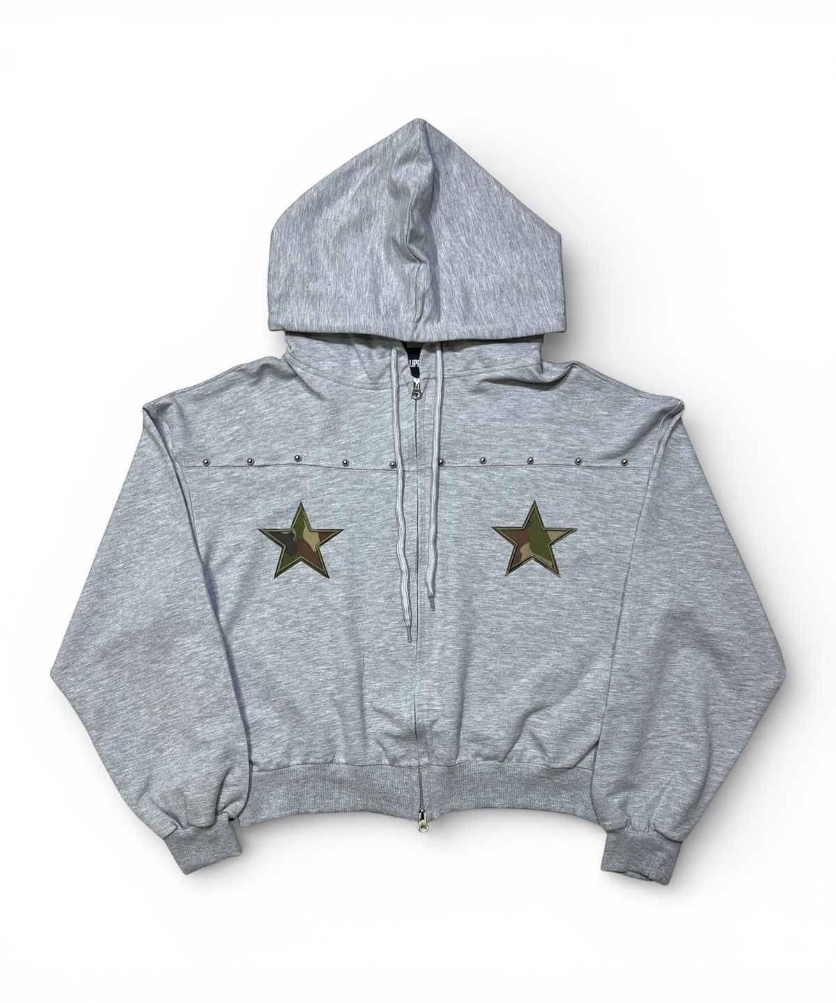 본슬리피(BORN SLIPPY) Camo Star Essential Zip Hoodie (Melange Gray)