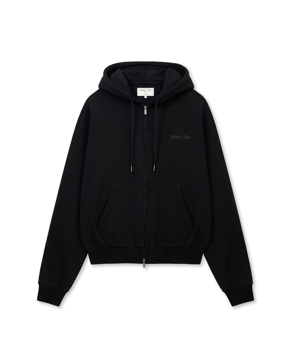 MUSINSA公式 | MATIN KIM BACK LOGO ESSENTIAL HOODY ZIP UP IN BLACK