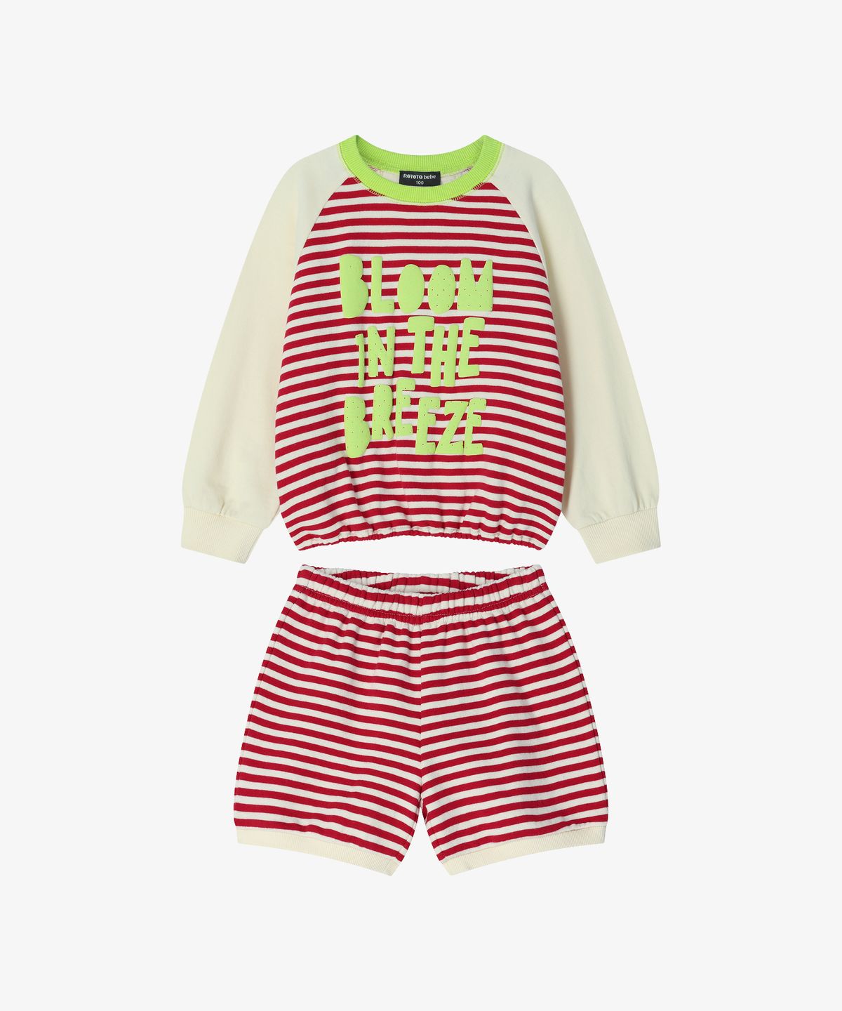 로토토베베(ROTOTOBEBE) 미니쭈리 스트라이프 반바지 셋업 레드 RO6ACSE08R2
