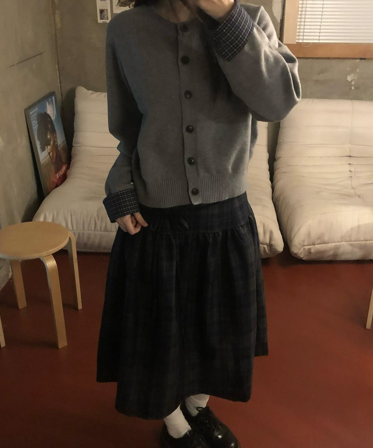 미쏘(MIXXO) 체크셔츠 레이어드 가디건 RE CKFV07T_MIWCKG33QT