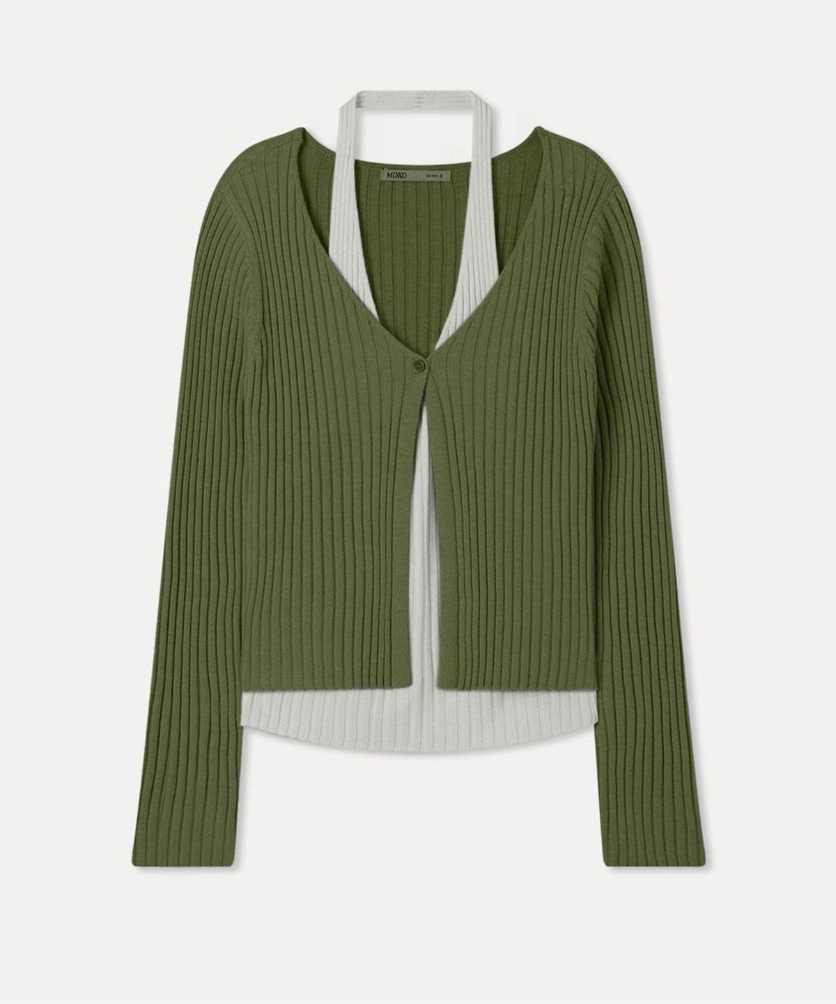 미쏘(MIXXO) 홀터넥 레이어드 골지 가디건_MIWCKG93QT