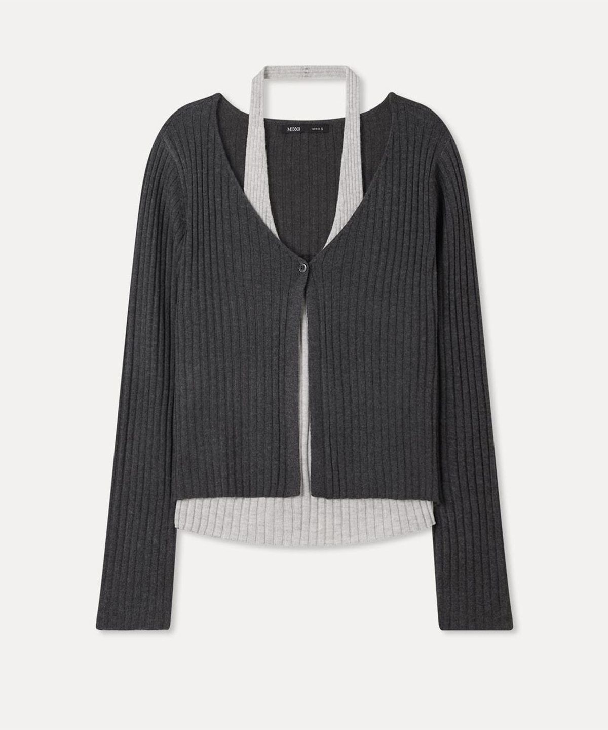 미쏘(MIXXO) 홀터넥 레이어드 골지 가디건_MIWCKG93QT