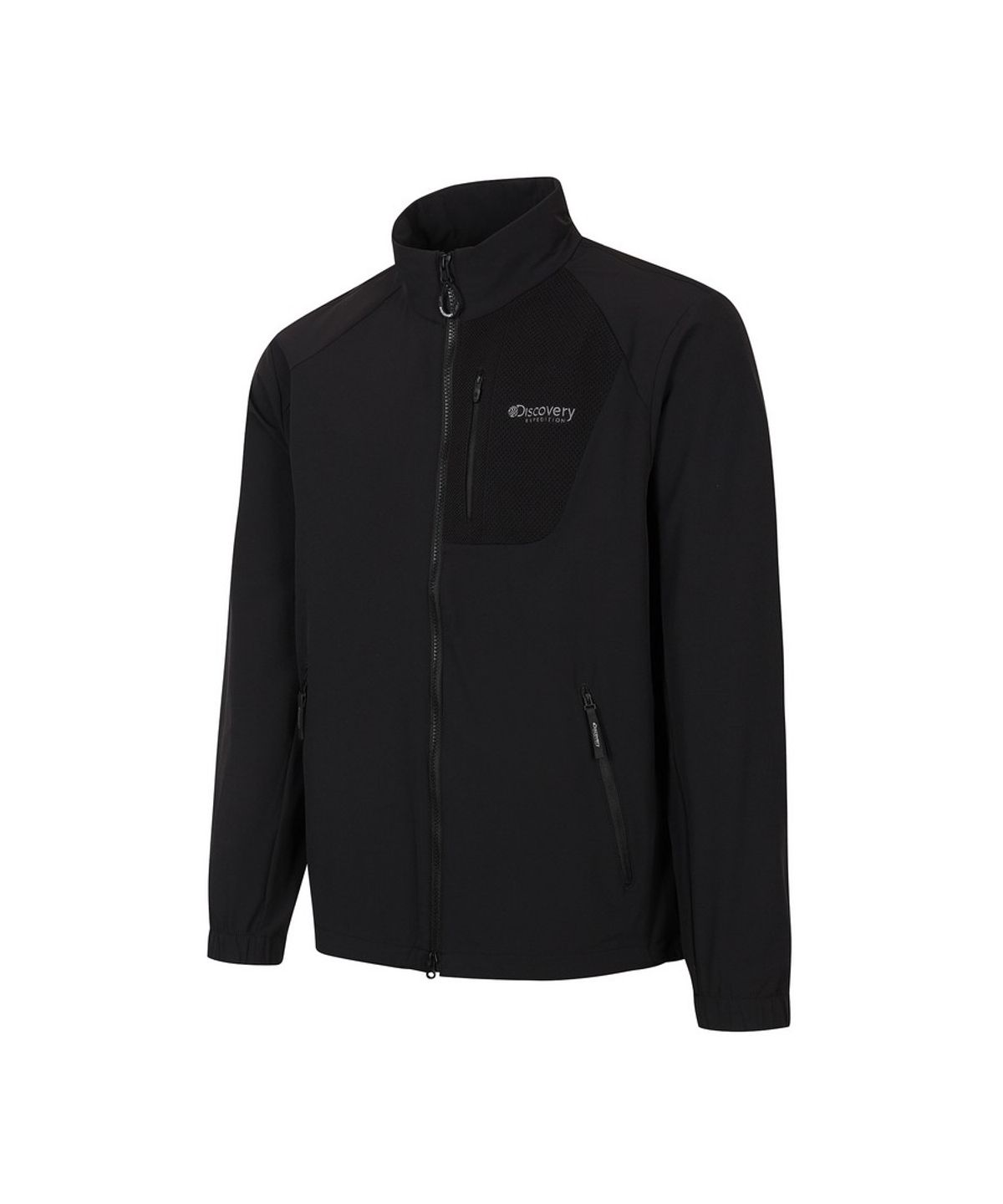 디스커버리 익스페디션(DISCOVERY EXPEDITION) 남성 아웃도어 우븐 하이넥 트레이닝 자켓 (BLACK)