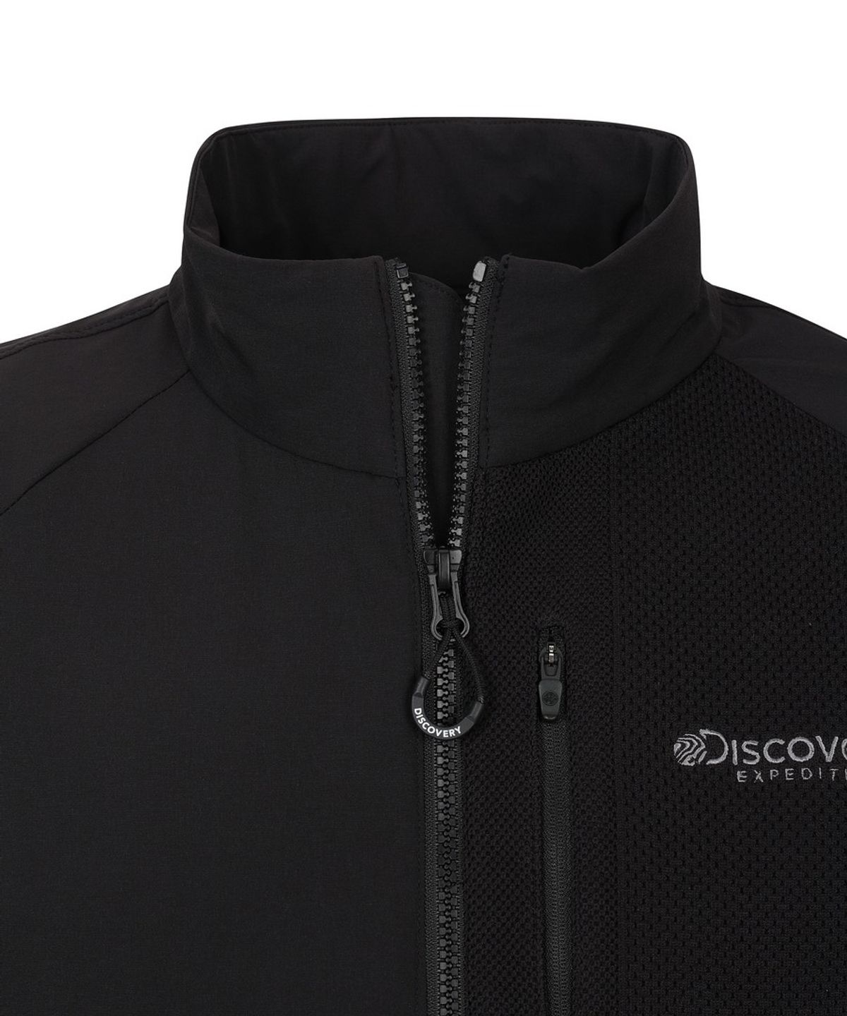디스커버리 익스페디션(DISCOVERY EXPEDITION) 남성 아웃도어 우븐 하이넥 트레이닝 자켓 (BLACK)
