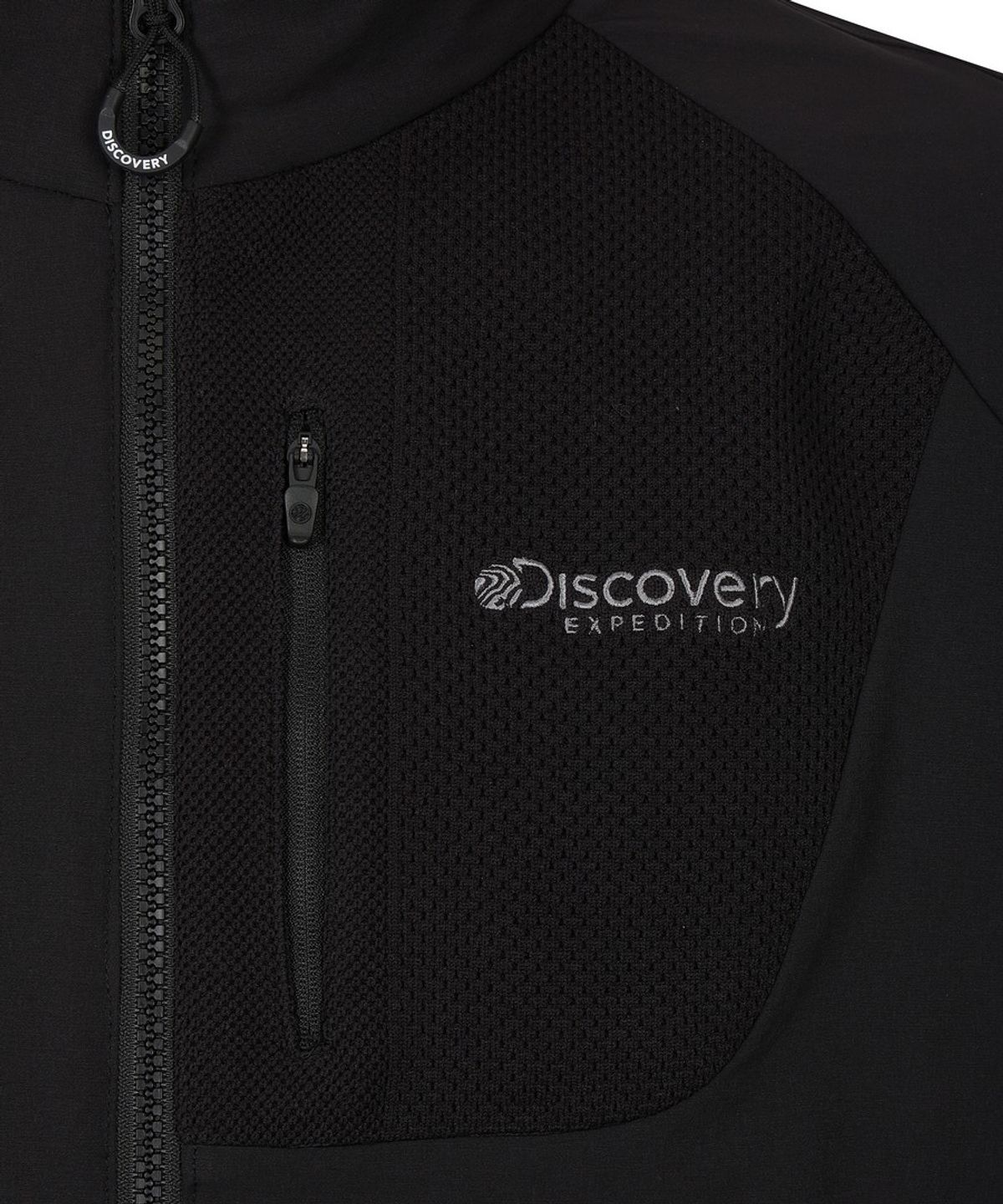 디스커버리 익스페디션(DISCOVERY EXPEDITION) 남성 아웃도어 우븐 하이넥 트레이닝 자켓 (BLACK)