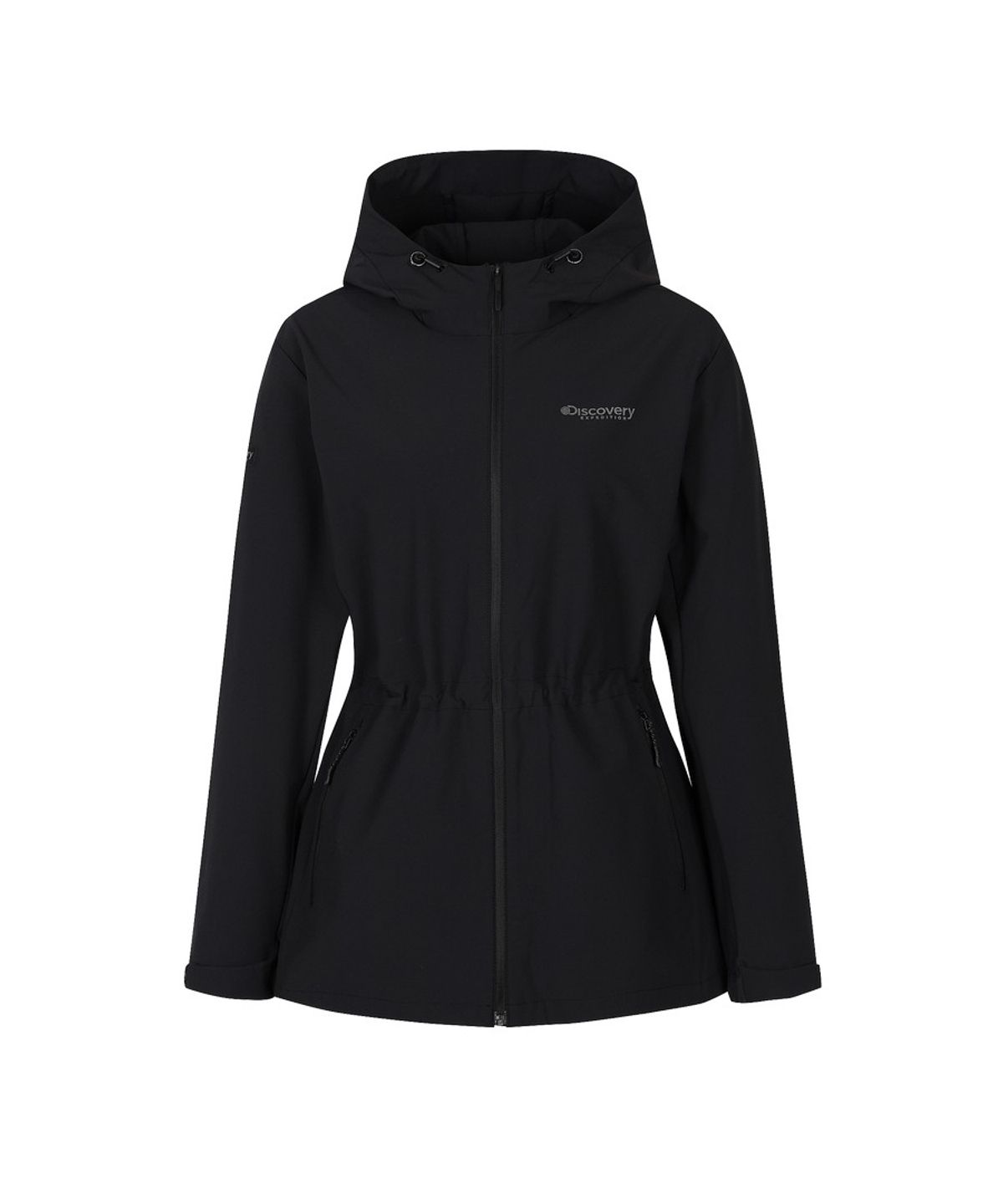 디스커버리 익스페디션(DISCOVERY EXPEDITION) 여성 에센셜 후드 일체형 소프트쉘 자켓 (BLACK)