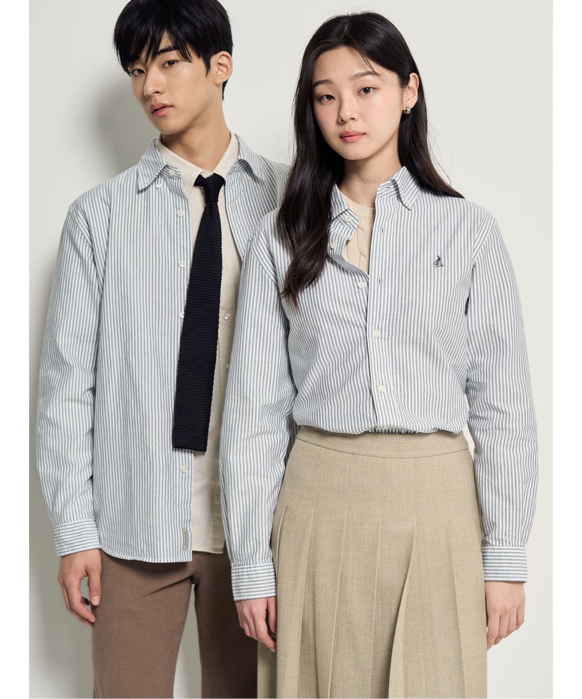 빈폴 멘(BEANPOLE MEN) [Essential] 남녀공용 옥스퍼드 스트라이프 셔츠  그린