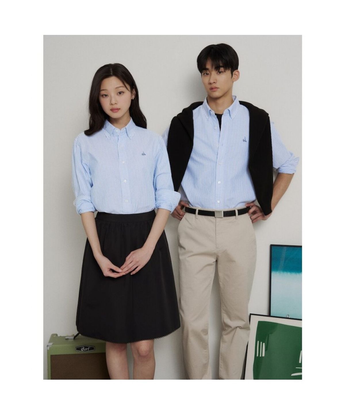 빈폴 멘(BEANPOLE MEN) [Essential] 남녀공용 옥스퍼드 스트라이프 셔츠  스카이 블루