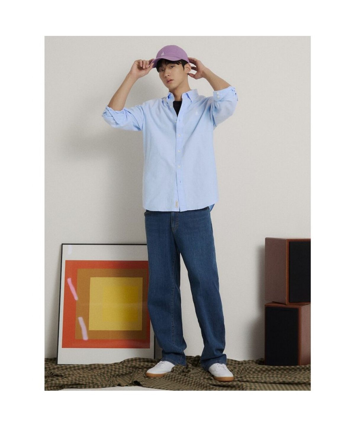 빈폴 멘(BEANPOLE MEN) [Essential] 남녀공용 옥스퍼드 솔리드 셔츠  스카이 블루