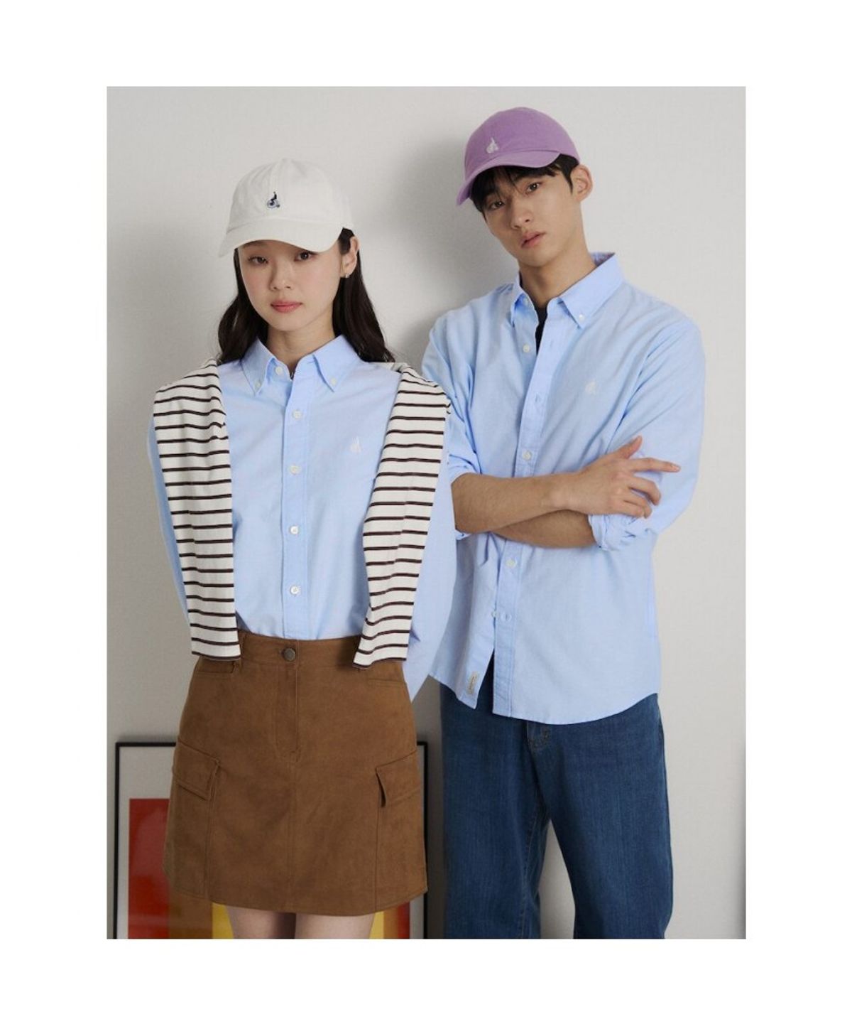 빈폴 멘(BEANPOLE MEN) [Essential] 남녀공용 옥스퍼드 솔리드 셔츠  스카이 블루
