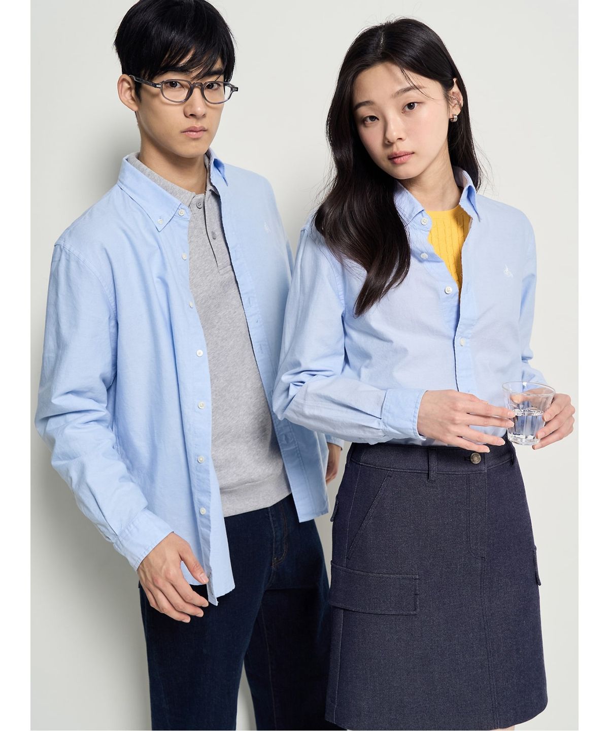 빈폴 멘(BEANPOLE MEN) [Essential] 남녀공용 옥스퍼드 솔리드 셔츠  스카이 블루